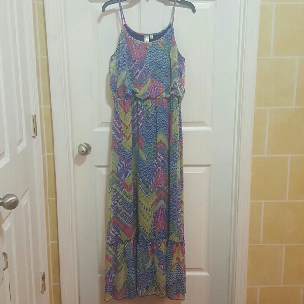 Tropical print bloused over maxi